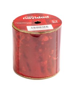 Cinta navideña 10cm rojo y dorado