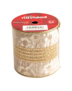 Cinta navideña 10cm champagne