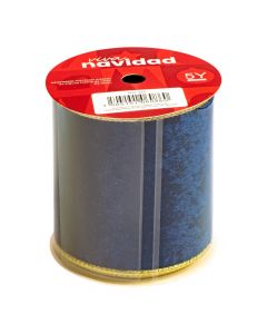 Cinta navideña 10cm azul y dorado