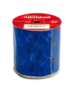 Cinta navideña 10cm azul y plateado