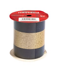 Cinta navideña 10cm azul y dorado