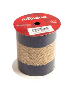 Cinta navideña 10cm azul y dorado
