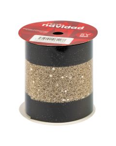 Cinta navideña escarchada negra