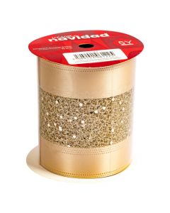 Cinta navideña 10cm champagne y beige