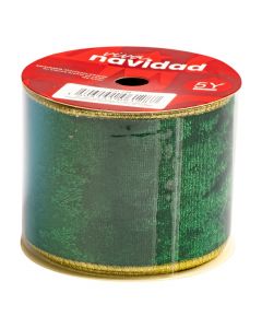 Cinta navideña 6.3cm verde y dorado
