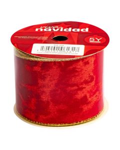 Cinta navideña 6.3cm rojo y dorado