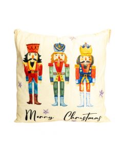 Cojín navideño estampado beige