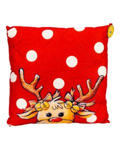 Cojín navideño estampado rojo y beige