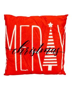 Cojín navideño estampado rojo y beige