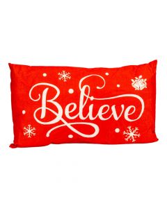 Cojín navideño estampado rojo y beige