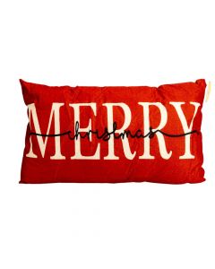 Cojín navideño estampado rojo y beige