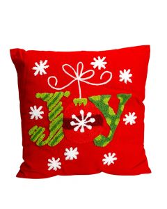 Cojín navideño estampado con relieve rojo
