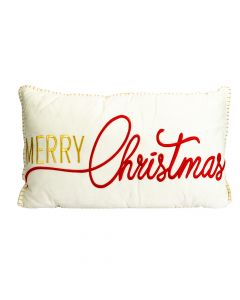 Cojín navideño estampado blanco rojo y beige