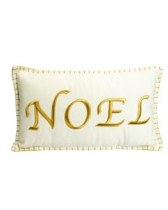 Cojín navideño estampado blanco y dorado