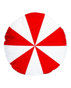 Cojín redondo estampado blanco y rojo