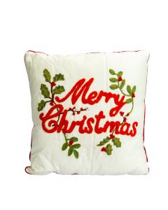 Cojín navideño estampado blanco y rojo