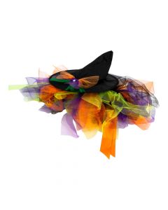 Sombrero bruja con tutú 2pzas multicolor