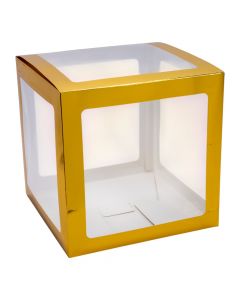 Caja cartón globos dorada