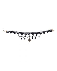 Gargantilla encaje con accesorio negro