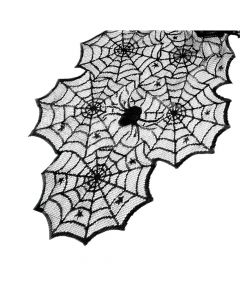 Camino mesa Halloweeen estampado telaraña negro