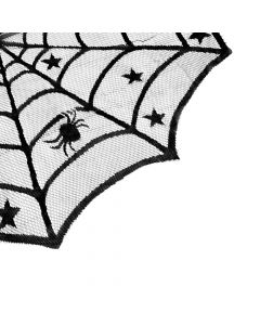 Mantel tela redondo estampado telaraña 102cm negro