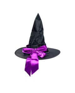 Sombrero bruja con lazo negro y morado