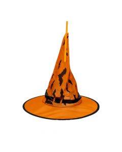 Sombrero bruja estampado naranja y negro