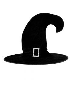 Sombrero bruja afelpado negro y plateado