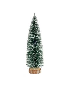 Árbol nevado navideño con base madera