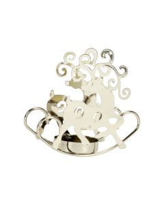 Portavela metálico figura reno navideño dorado