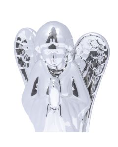 Ángel de cerámica plateado