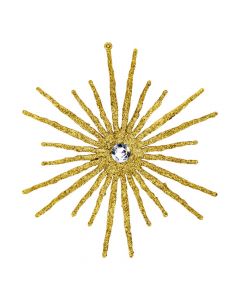 Figura colgante estrella escarchada con perla dorado