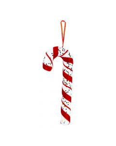 Figura colgante bastón navideño con detalle escarcha