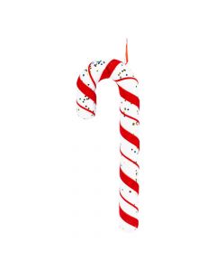 Figura colgante bastón navideño con detalle escarcha 