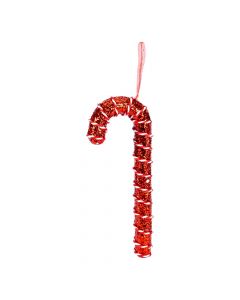 Figura colgante bastón navideño con escarcha