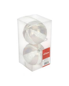 Esfera navideña con relieve 2pzas blanco