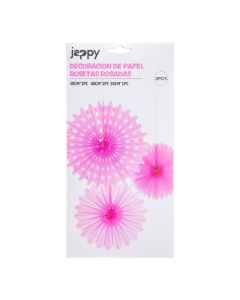 Roseta rosada papel 3 piezas