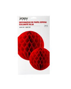 Esferas colgantes papel rojo