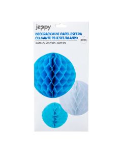 Esfera celeste y blanco papel