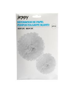 Pompón colgante blanco 30-40cm