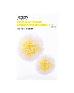 Pompón colgante amarillo papel