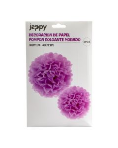 Pompón decorativo papel morado