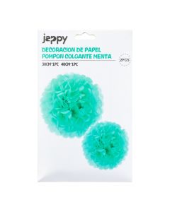 Pompones colgantes papel menta