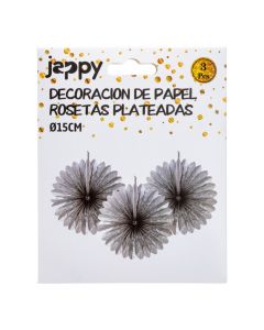 Rosetas plateadas de papel