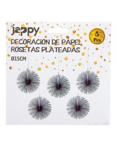 Roseta plateada 15cm 5pzas
