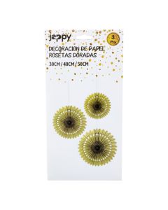 Roseta dorada papel 3 piezas