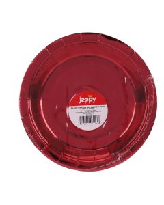 Plato cartón 7pulg 8und rojo metalizado