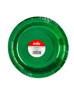Plato cartón 7pulg 8und verde metalizado