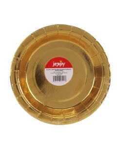 Plato cartón 7pulg 8und dorado metalizado
