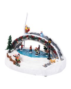 Villa navideña con pista de hielo